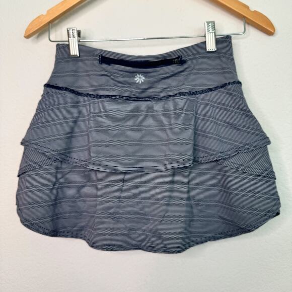 Athleta Stealth Navy Polka Dot Striped Pattern Tennis Skirt Skort - Picture 2 of 7